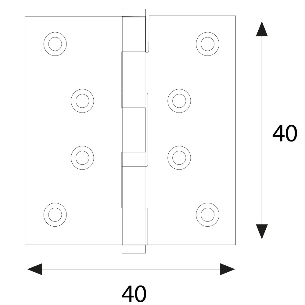 Cerniera in acciaio inox art.121in mm. 40 x 40 – pz. 2 Blister koncreto