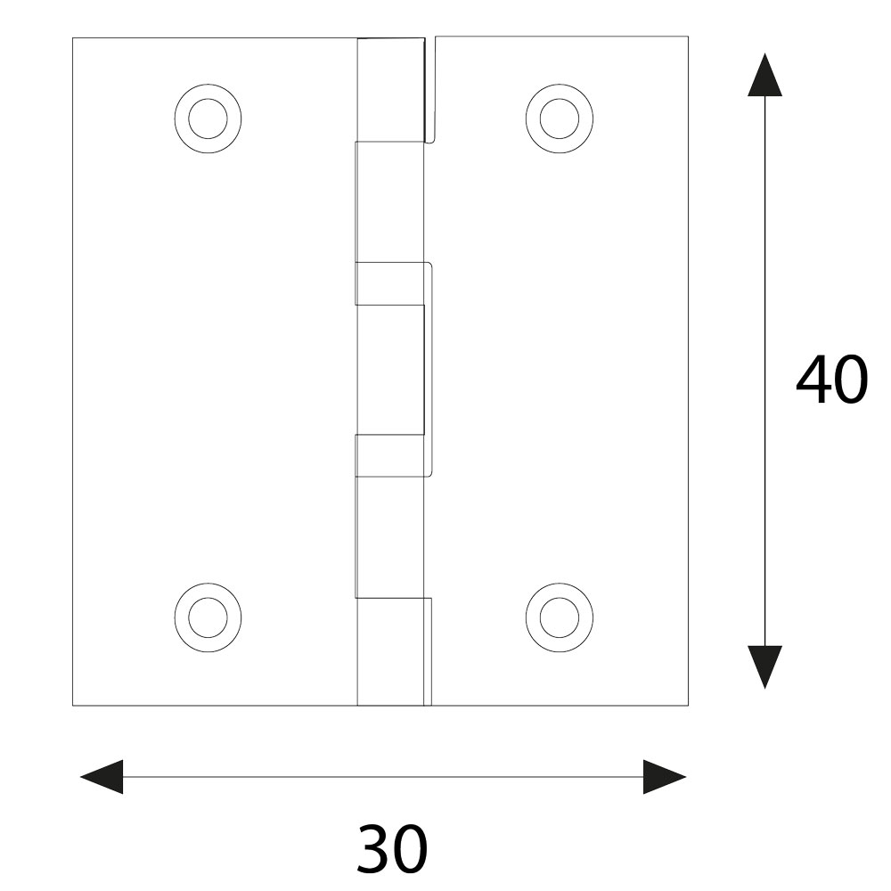 Cerniera in acciaio inox art.850in mm. 40 x 30 – pz. 2 Blister koncreto