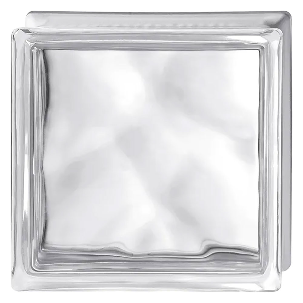 Mattone in vetrocamera ondulato cm 19 x 19 x 8 – trasparente Uniko