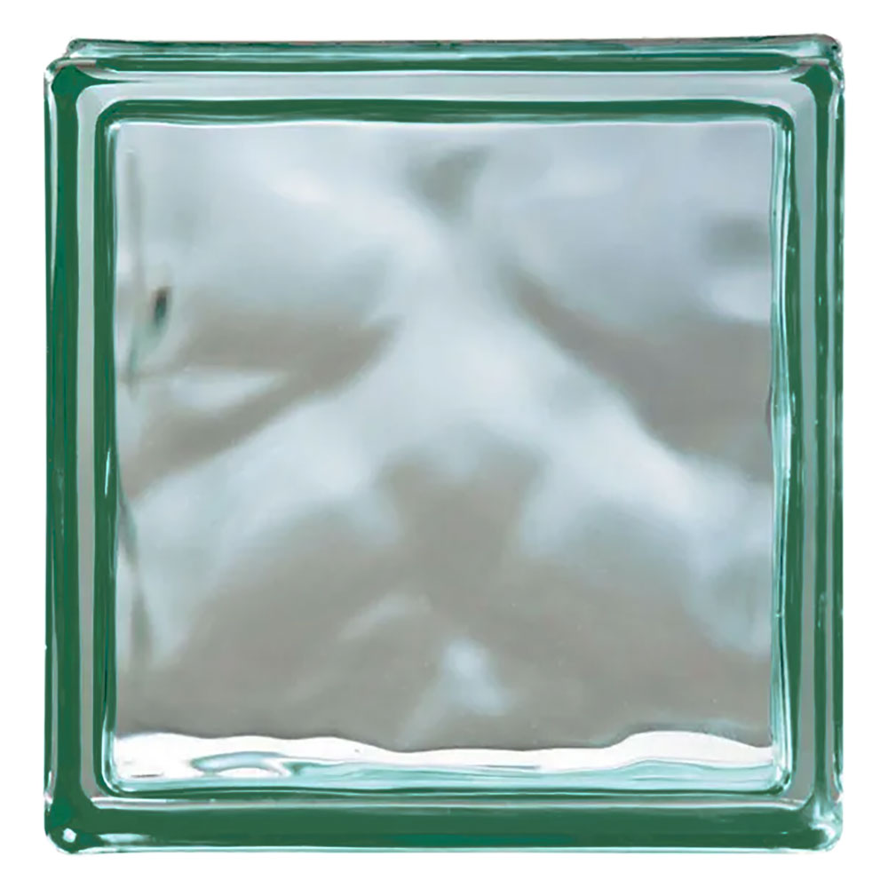 Mattone in vetrocamera ondulato cm 19 x 19 x 8 – verde Uniko