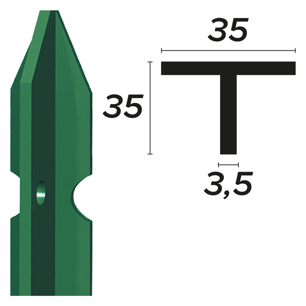 Paletto per recinzione cm 225 – mm 35x35x3,5 Made in italy