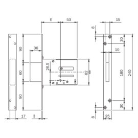 Serratura a doppia mappa da infilare per fascia art. 661 e 52 - scatola mm 105 x  82 x  3 Iseo