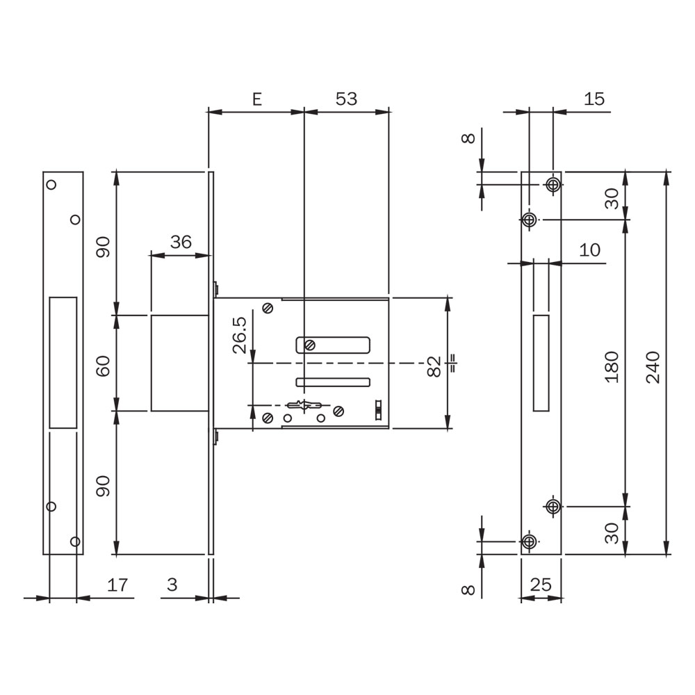 Serratura a doppia mappa da infilare per fascia art. 661 e 60 – scatola mm 113 x  82 x  3 Iseo
