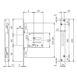 Serratura a doppia mappa da infilare per fascia art. 663 e 70 - scatola mm 123 x  82 Iseo