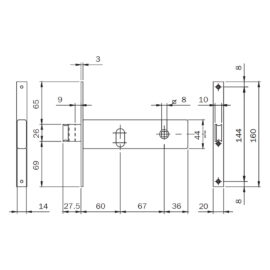 Serratura da infilare art.  704 1 mand. 154 x 44 x 3 - e 60 - fr.20 Iseo