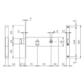 Serratura da infilare art.  704 2 mand. 164 x 44 x 3 - e 70 - fr.16 Iseo
