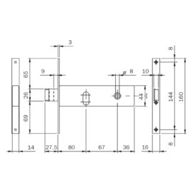 Serratura da infilare art.  704 2 mand. 174 x 44 x 3 - e 80 - fr.16 Iseo