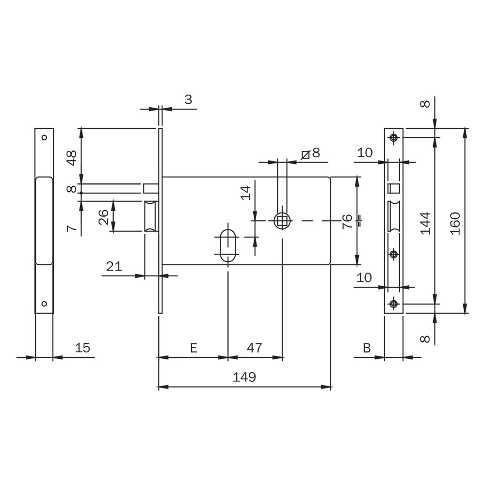 Serratura elettrica da infilare art. 551 e 60 – fr. mm 20 Iseo