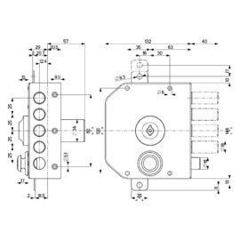 Serratura quintuplice art. 651 651 dx   e 63 - mm 132 x  146 Mottura