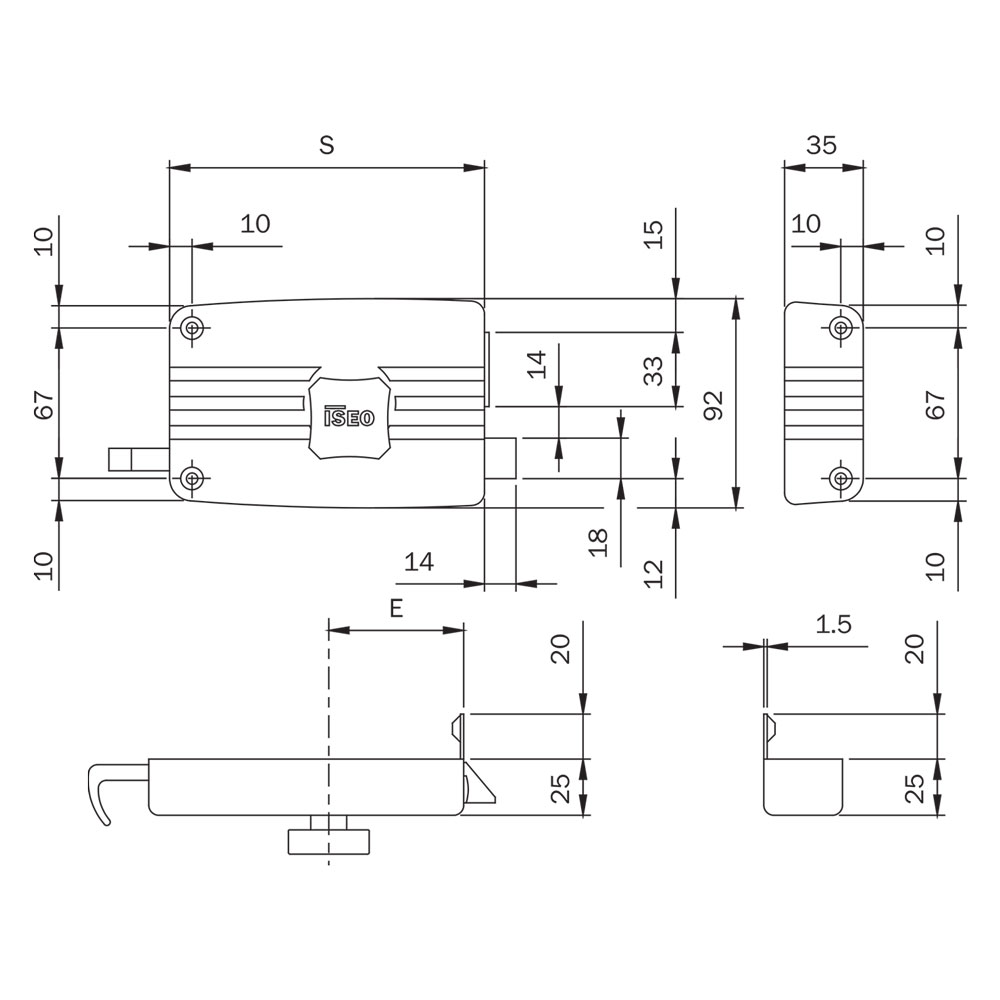 Serratura portoncino da applicare art. 401 3 mandate dx  – e 60 Iseo