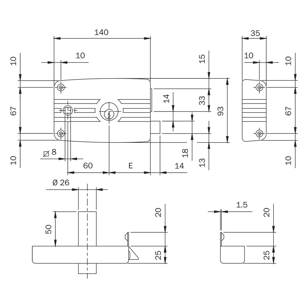 Serratura portoncino da applicare art. 481 3 mandate – e 60 dx Iseo