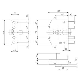 Serratura elettrica da applicare triplice art. 682 dx - cilindro 80 mm Yale