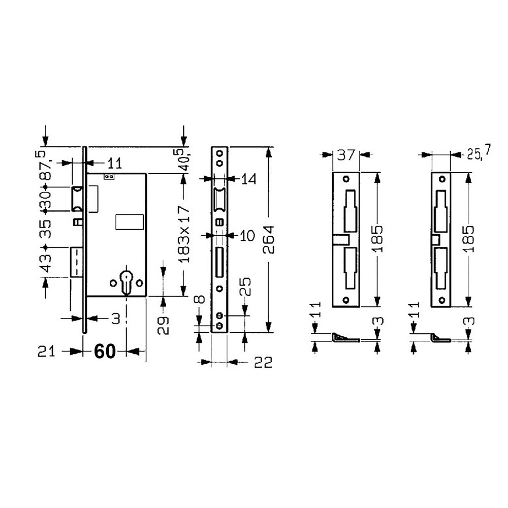 Serratura elettrica da infilare per porta legno art. 581 e 59,5 – bordo quadro Yale