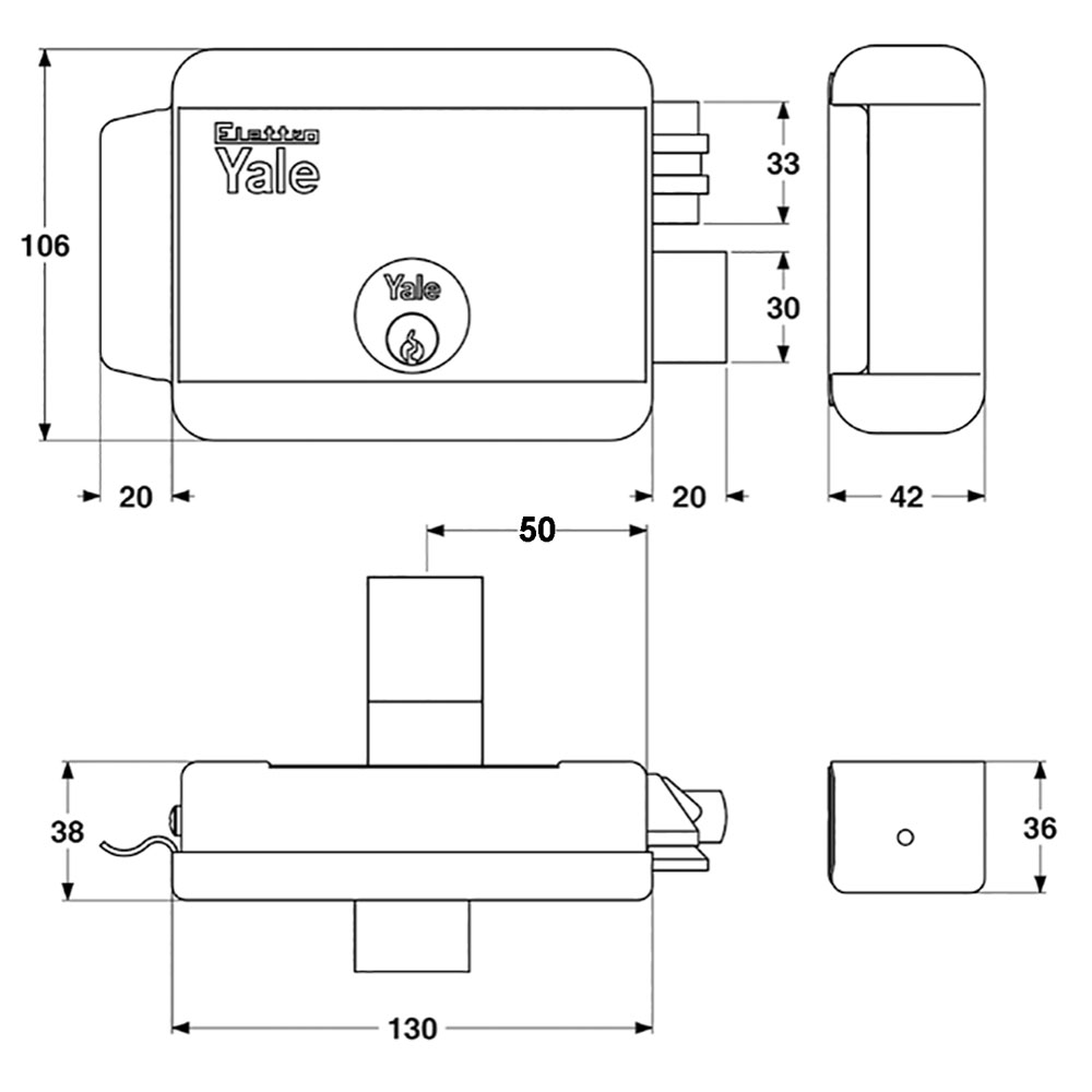 Serratura elettrica da applicare per cancelli art. 68080 dx – e 50 Yale