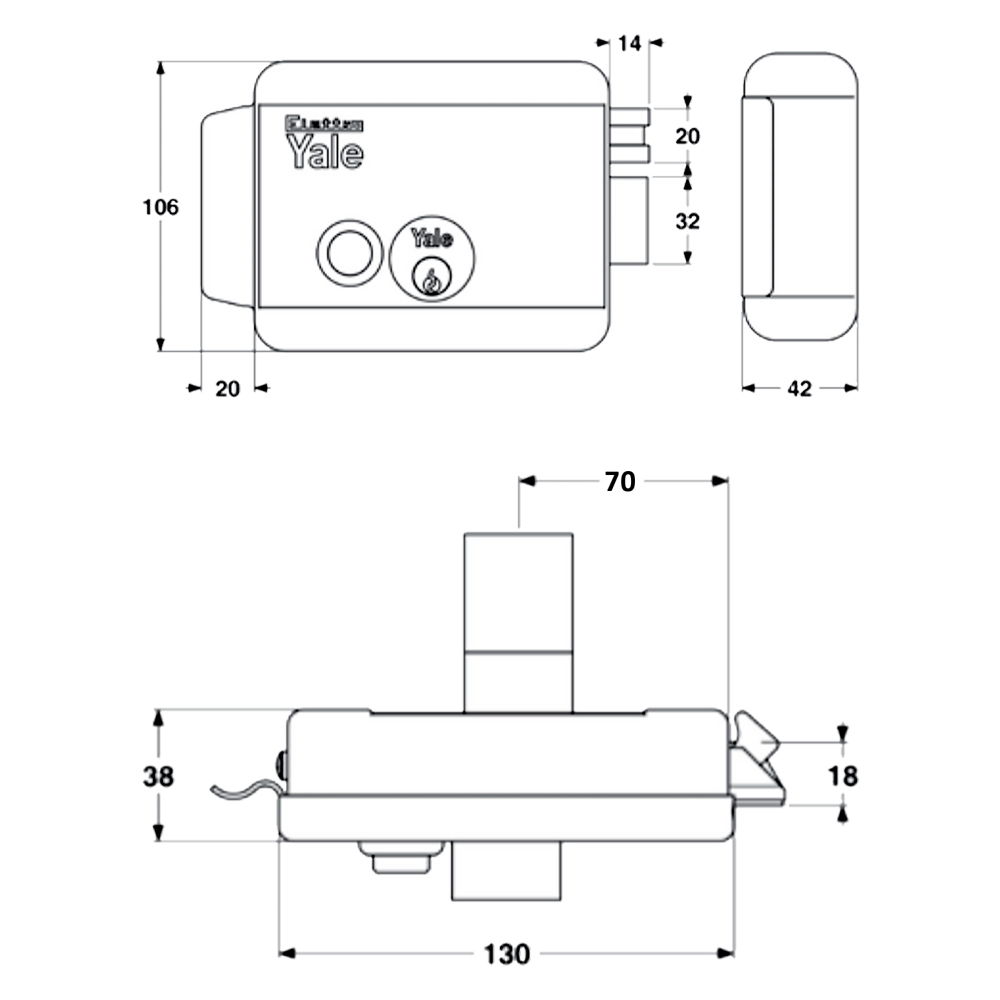 Serratura elettrica da applicare per cancelli art. 688 dx – e 70 Yale