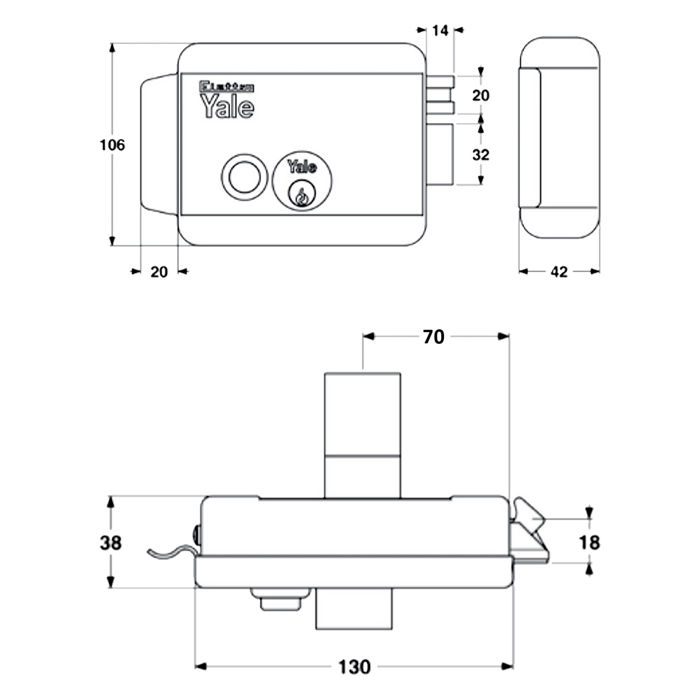 Serratura elettrica da applicare per cancelli art. 688 sx – e 70 Yale