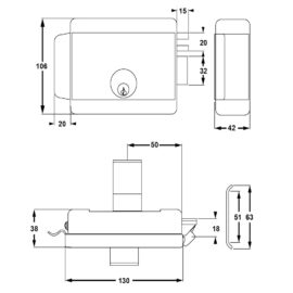 Serratura elettrica da applicare per cancelli art. 680 dx - e 50 Yale