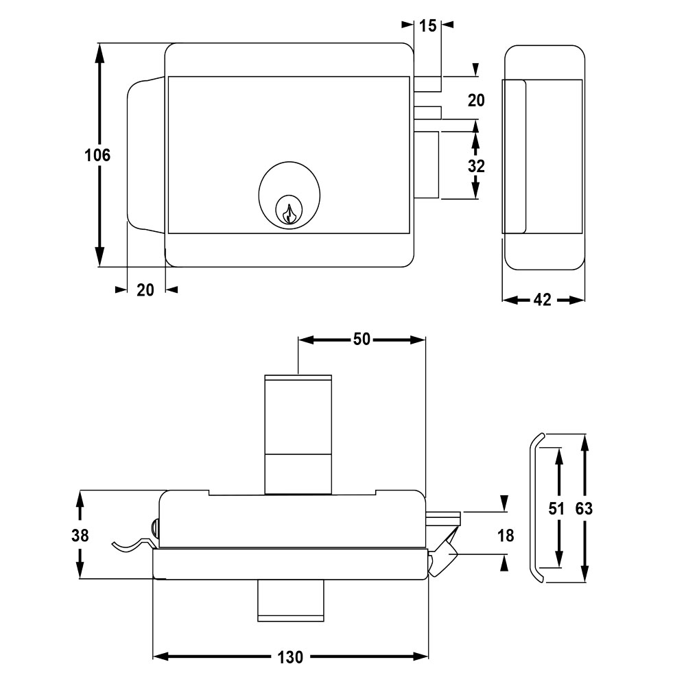 Serratura elettrica da applicare per cancelli art. 680 dx – e 50 Yale