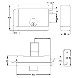Serratura elettrica da applicare per cancelli art. 680 dx - e 60 Yale