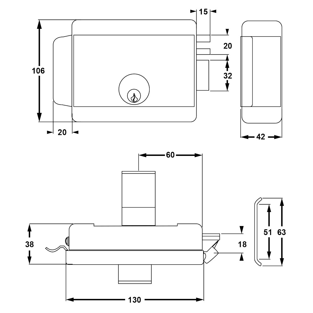 Serratura elettrica da applicare per cancelli art. 680 dx – e 60 Yale
