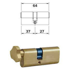 Cilindro ovale con pomolo mm 32+10+22 = 64 (37+27) Corni