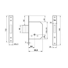 Serratura da infilare per porta legno '56320' e50 - bordo quadro / 4 mandate Yale