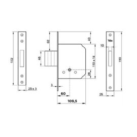 Serratura da infilare per porta legno '56320' e60 - bordo quadro / 4 mandate Yale