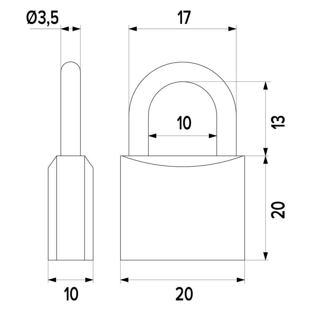 Lucchetto rettangolare mm 20 Iseo