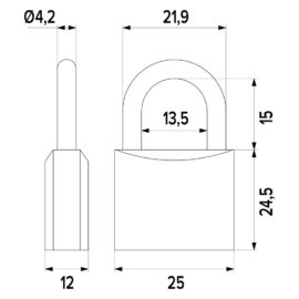 Lucchetto rettangolare mm 25 Iseo