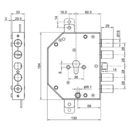 Serratura a leve per portoncini blindati art. y132 dx - e60 Yale