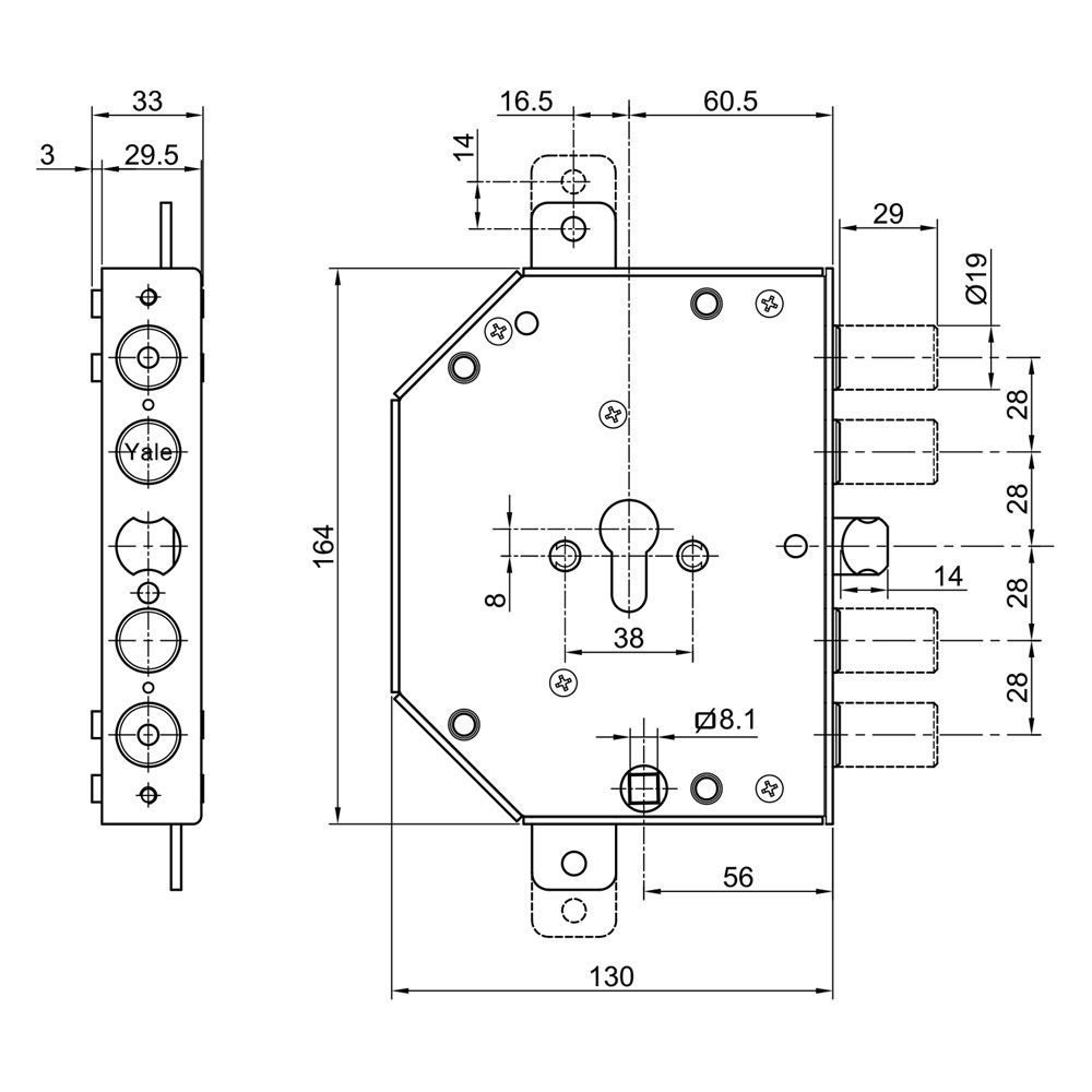 Serratura a leve per portoncini blindati art. y132 dx – e60 Yale