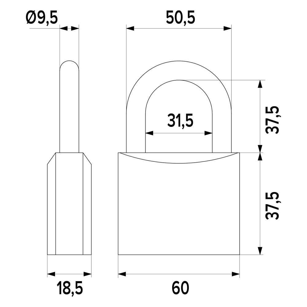 Lucchetto rettangolare mm 60 Iseo