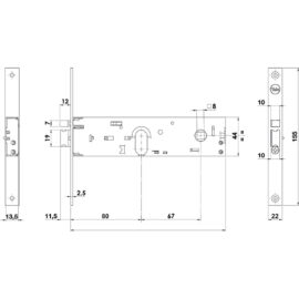 Serratura elettrica da fascia stretta 859 e80-front.22 mm /inter.67 mm Yale