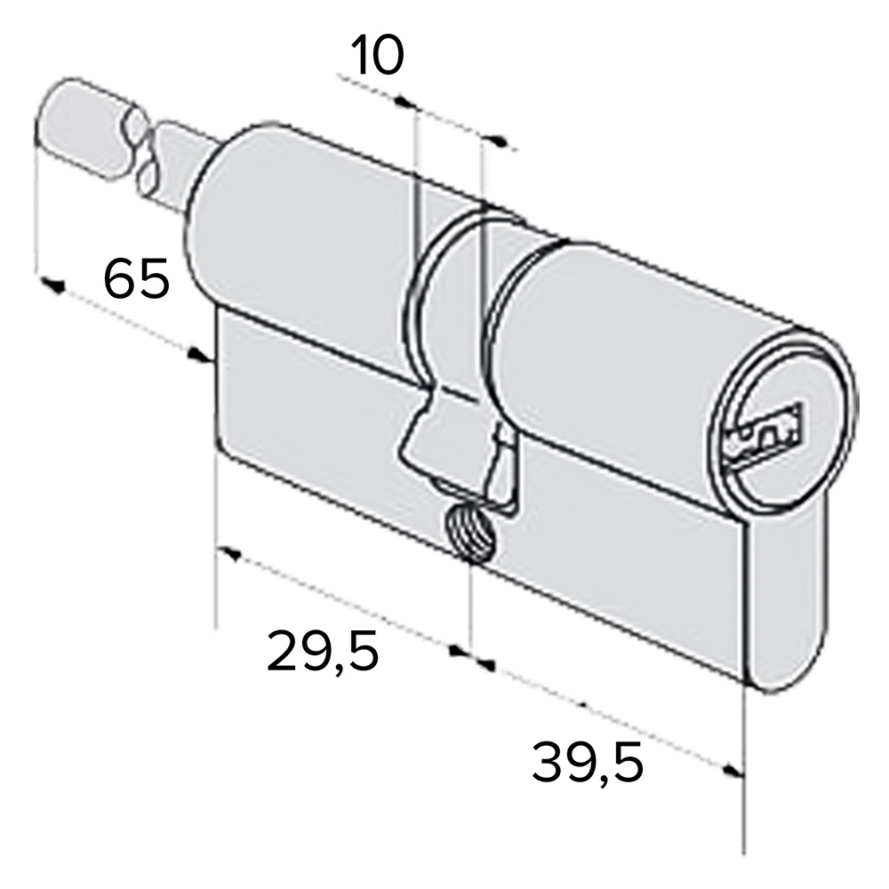 Cilindro profilato doppio per pomolo ‘asix p8 pro’ mm 39,5+29,5 = 69 (40/30) Cisa