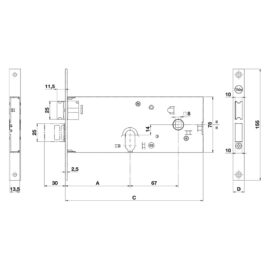 Serratura meccanica da fascia 865 e80-3 mand.fr.22/int.67 mm. Yale