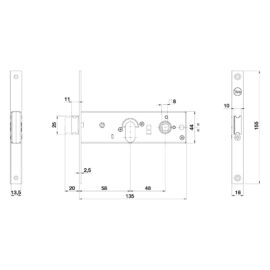 Serratura meccanica da fascia 870 e58-1 mand.fr.16/int.48 mm. Yale
