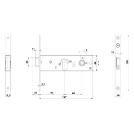 Serratura meccanica da fascia 870 e70-1 mand.fr.16/int.48 mm. Yale