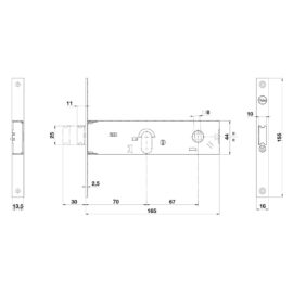 Serratura meccanica da fascia 870 e70-2 mand.fr.16/int.67 mm. Yale