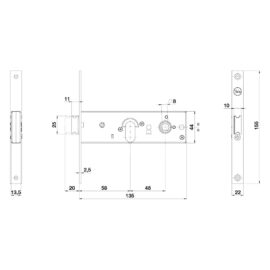 Serratura meccanica da fascia 875 e58-1 mand.fr.22/int.48 mm. Yale
