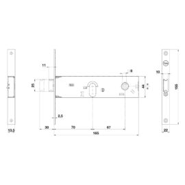 Serratura meccanica da fascia 875 e70-2 mand.fr.22/int.67 mm. Yale