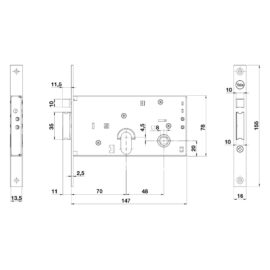 Serratura elettrica da fascia 850 e70 - front.16/inter.48 mm. Yale