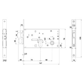 Serratura elettrica da fascia 852 e70-2 mand.fr.16/int.48 mm. Yale