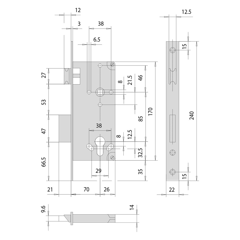 Serratura da infilare per legno art. 5c631 e 70 Cisa