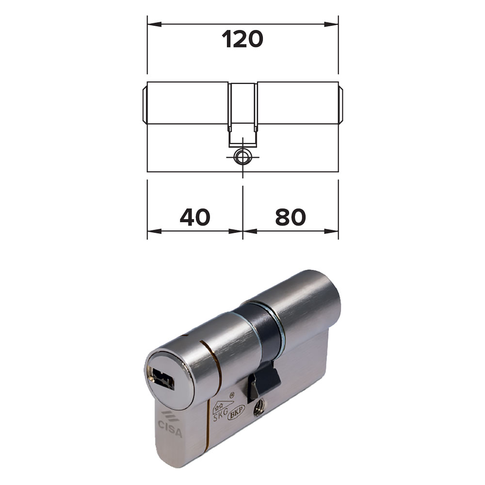 Cilindro profilato doppio ‘astral tekno pro’ mm 35+10+75 = 120 (40+80) Cisa