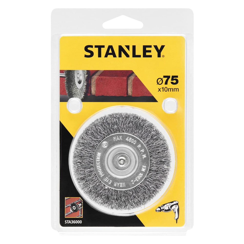 Spazzola circolare con gambo Ø mm 75 - spessore fili 10 mm Stanley