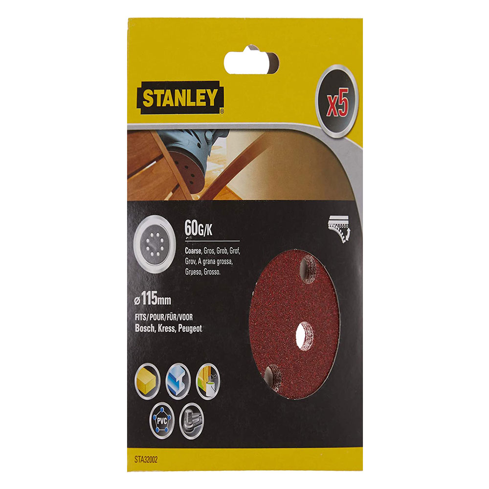 Disco in carta abrasiva per levigatrici roto orbitali gr. 60 – sta32002-xj Stanley