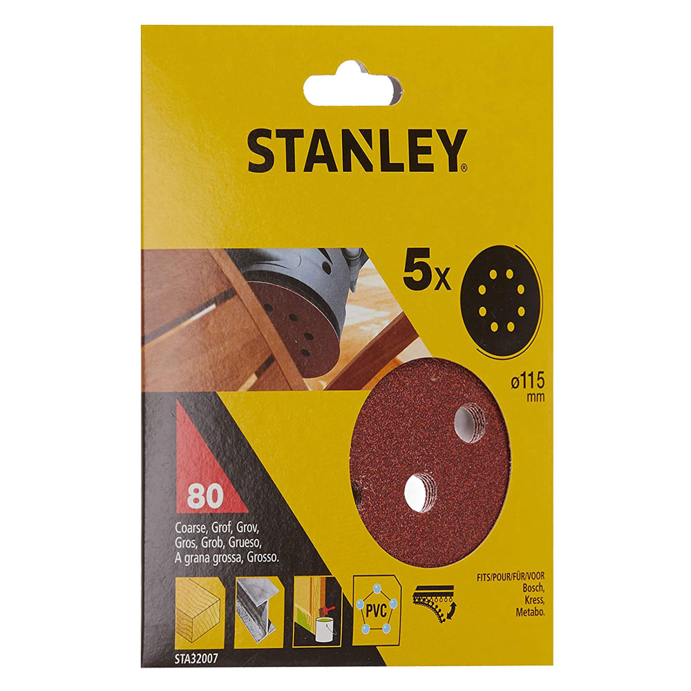 Disco in carta abrasiva per levigatrici roto orbitali gr. 80 – sta32007-xj Stanley