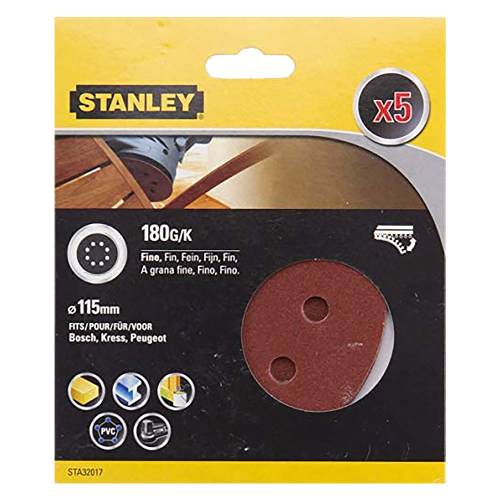 Disco in carta abrasiva per levigatrici roto orbitali gr.180 – sta32017-xj Stanley
