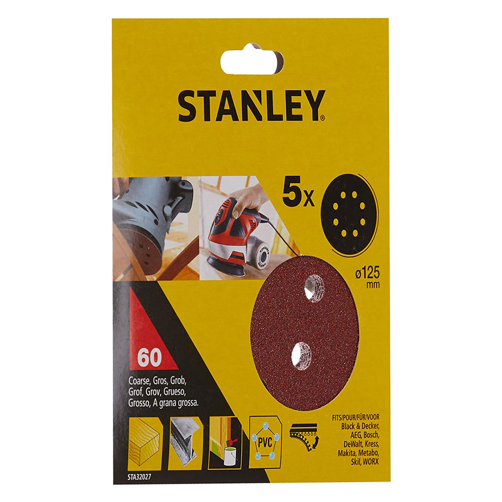 Disco in carta abrasiva per levigatrici roto orbitali gr. 60 – sta32027-xj Stanley