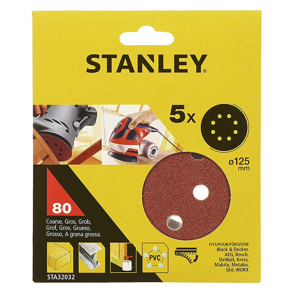 Disco in carta abrasiva per levigatrici roto orbitali gr. 80 – sta32032-xj Stanley